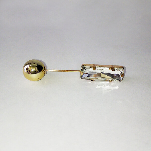 Булавка белый камень/золото