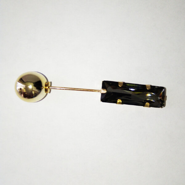 Булавка тёмный камень/золото