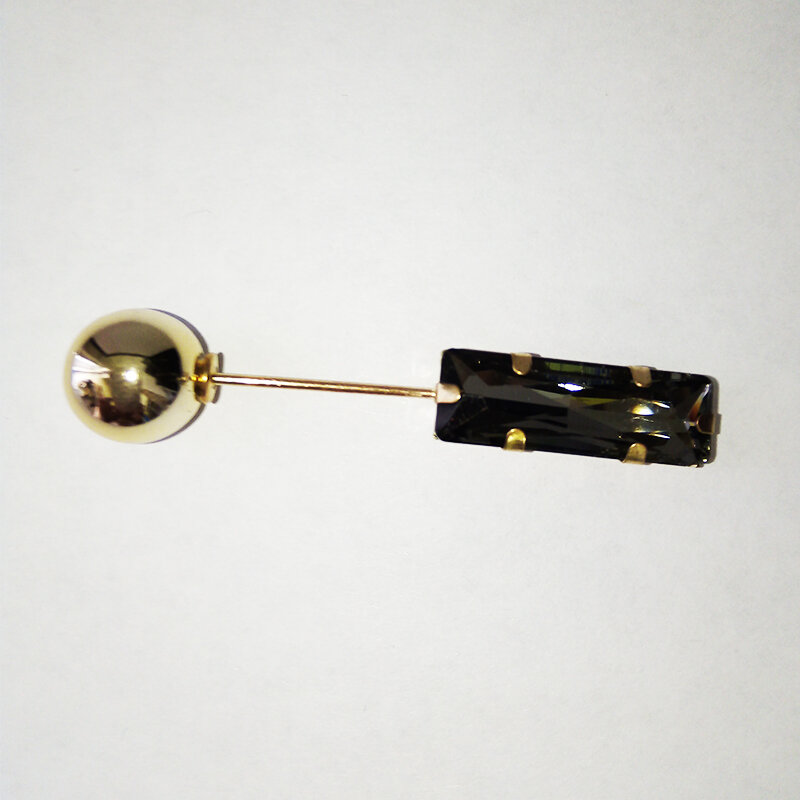 Булавка тёмный камень/золото