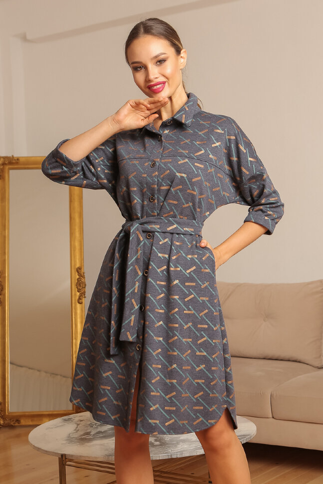 Платье 441/1-УЦ1, синий/абстракция