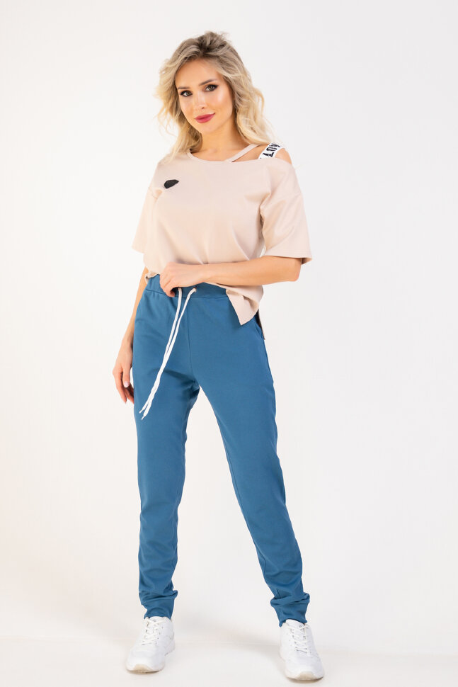 Костюм 2-350, бежевый/ночная синь