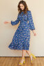 Платье 466/16, синий/цветы