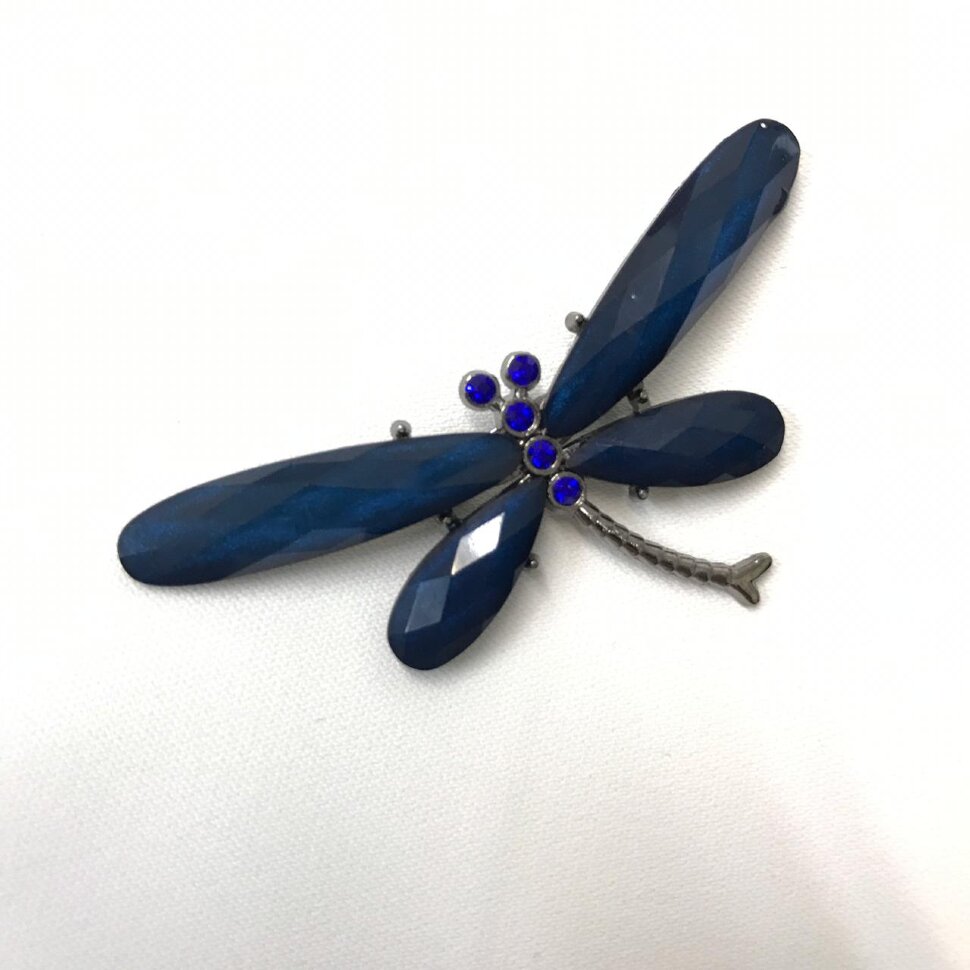 Брошь 952, стрекоза синяя