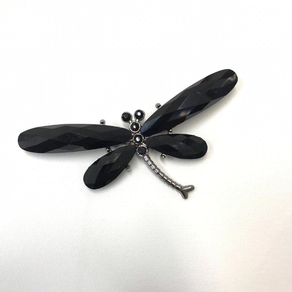 Брошь 953, стрекоза черная