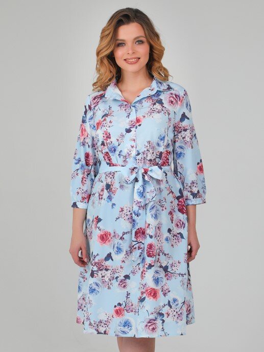 Платье 149-УЦ, голубой/цветы