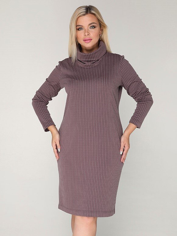 Платье 031/3 пыльно-лиловый/полоска