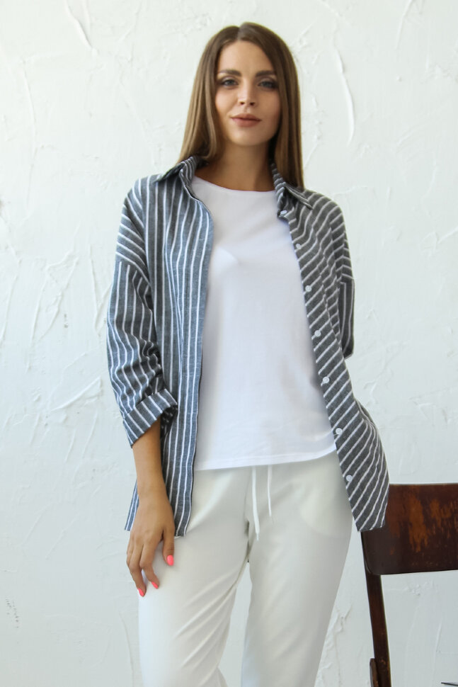 Рубашка 171/3, серый/полоска