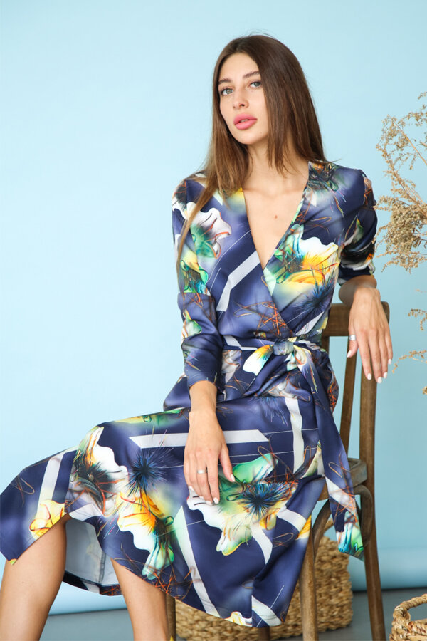 Платье 313 синий принт