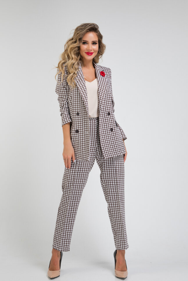 Костюм 2-190/1 гусиная лапка/коричневый