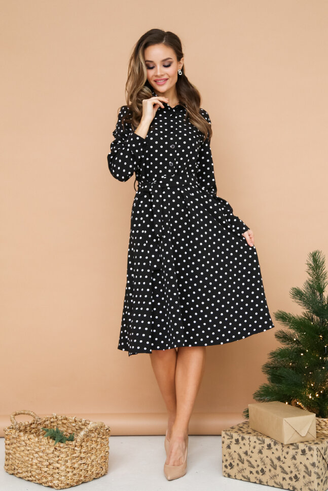 Платье 451/3, черный/горох