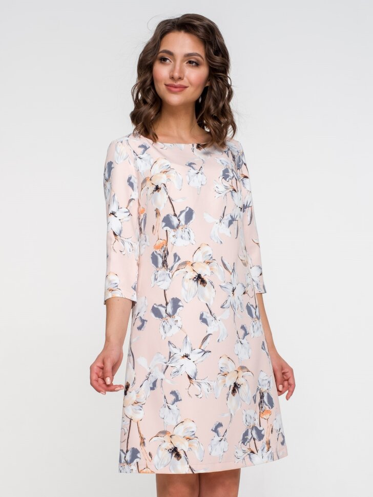 Платье 097/1, персик/принт