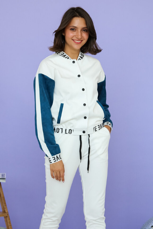 Бомбер 390/2, айвори/морская волна