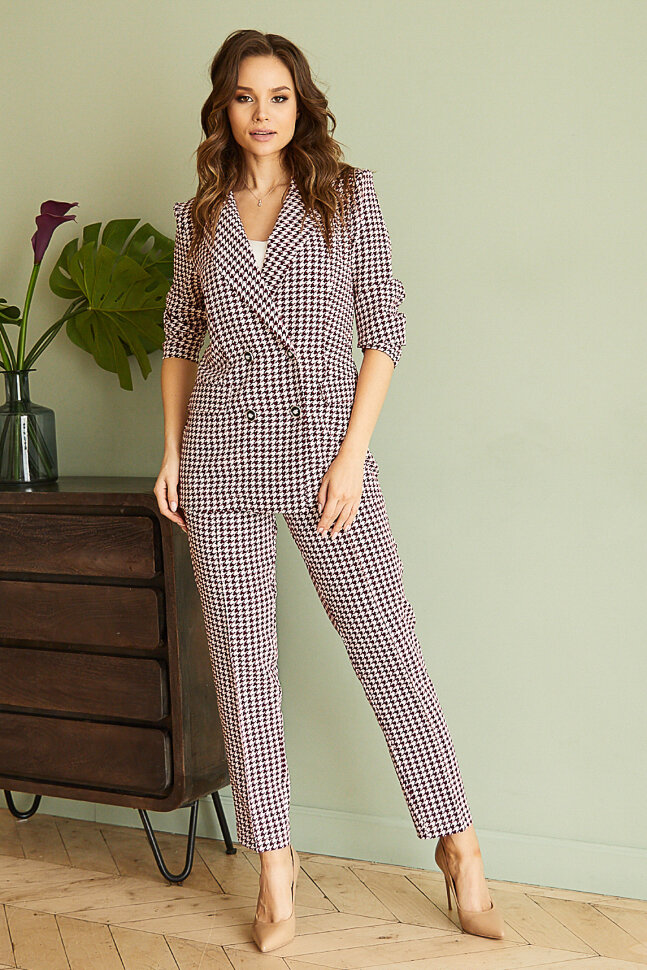 Костюм 2-190/8, гусиная лапка/винный