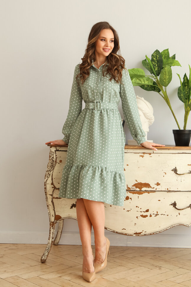 Платье 438/6, мята/горох