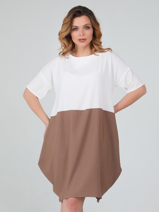 Платье 079/3-уценка, молочный/какао