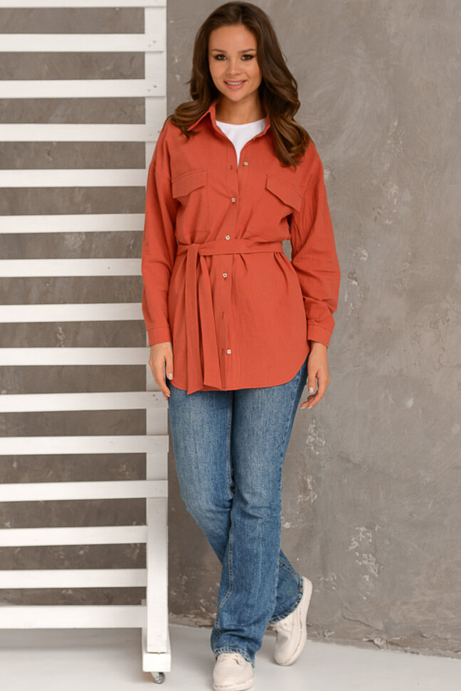 Рубашка 446/14, терракотовый
