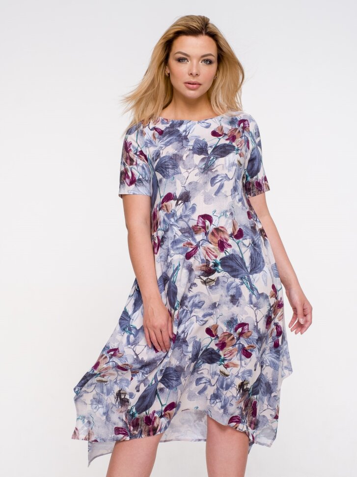 Платье 169/1, пудра/цветы