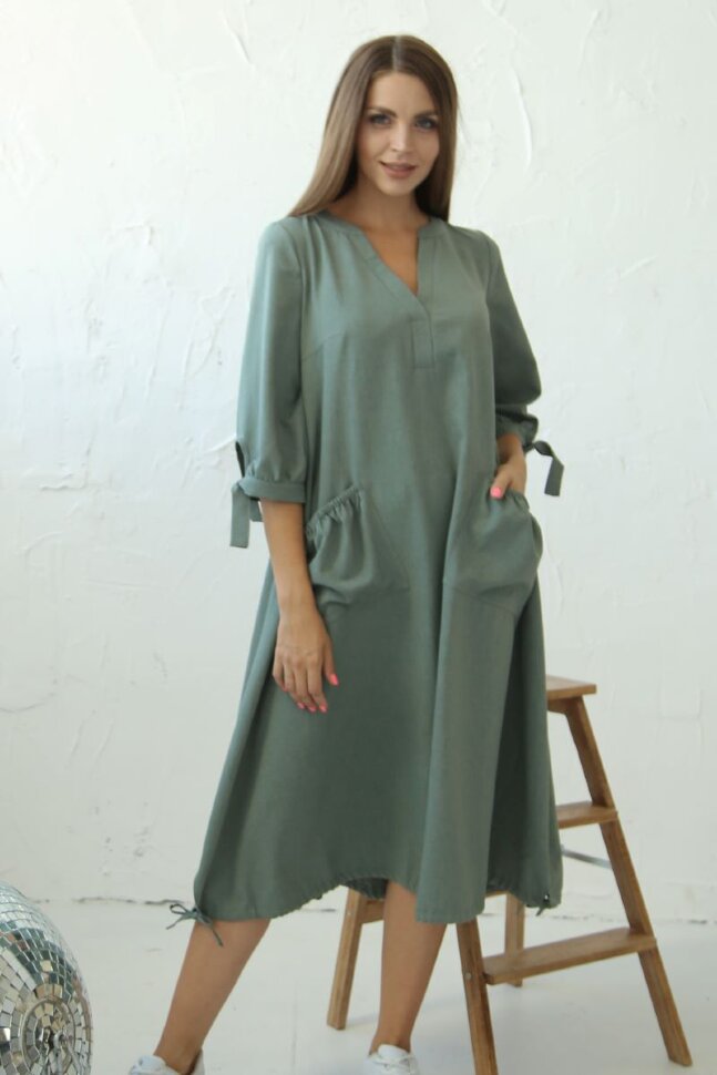 Платье 054/5, пыльная зелень