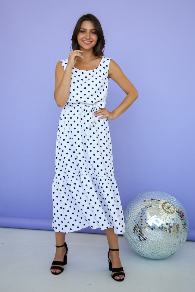 Сарафан 362/1, белый/горох