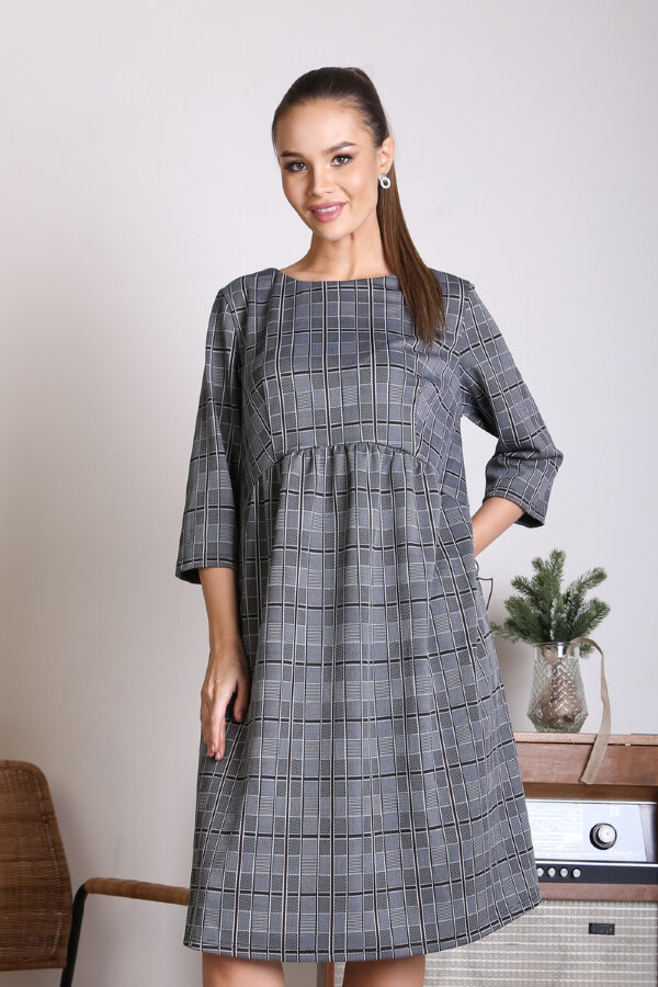 Платье 108/6, шоколад/клетка