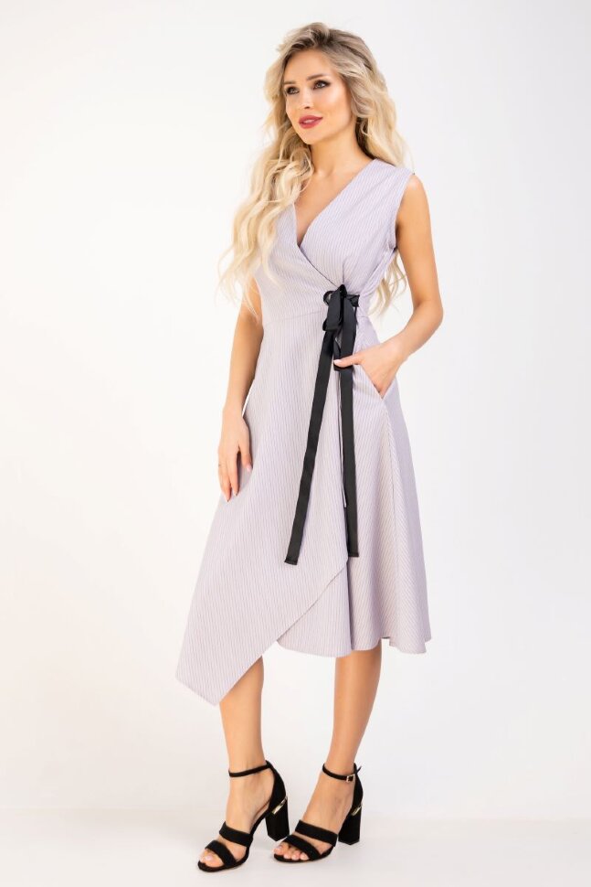 Платье 179/2, пыльная сирень/полоска