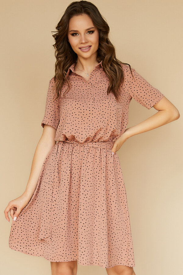 Платье 489/1, нежный терракот/зерна кофе