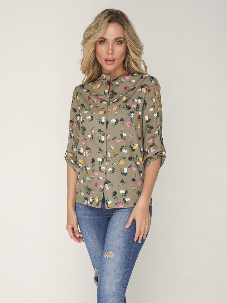 Блуза 212 хаки/принт