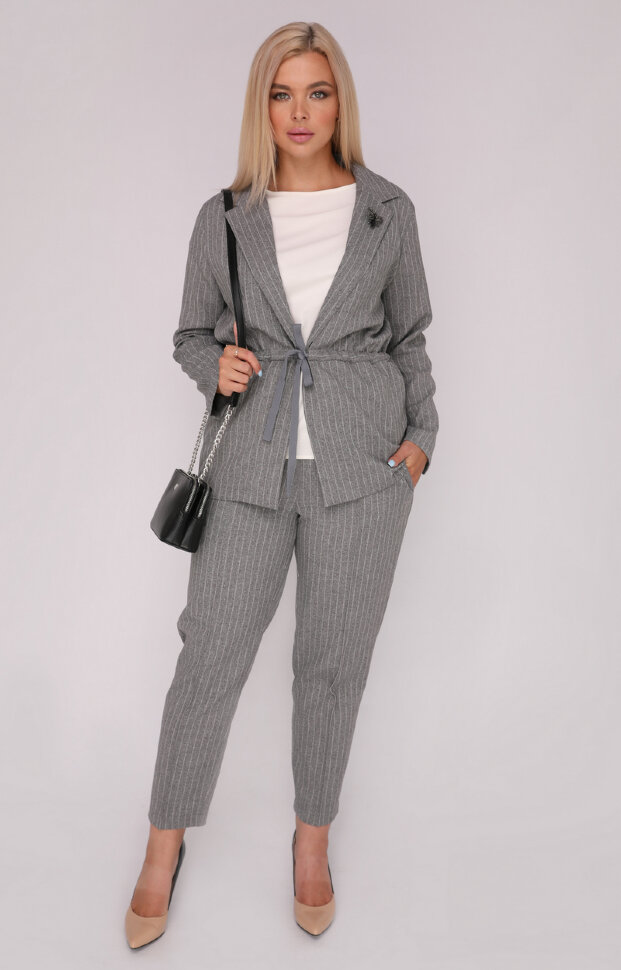 Костюм 2-226 серый/полоска
