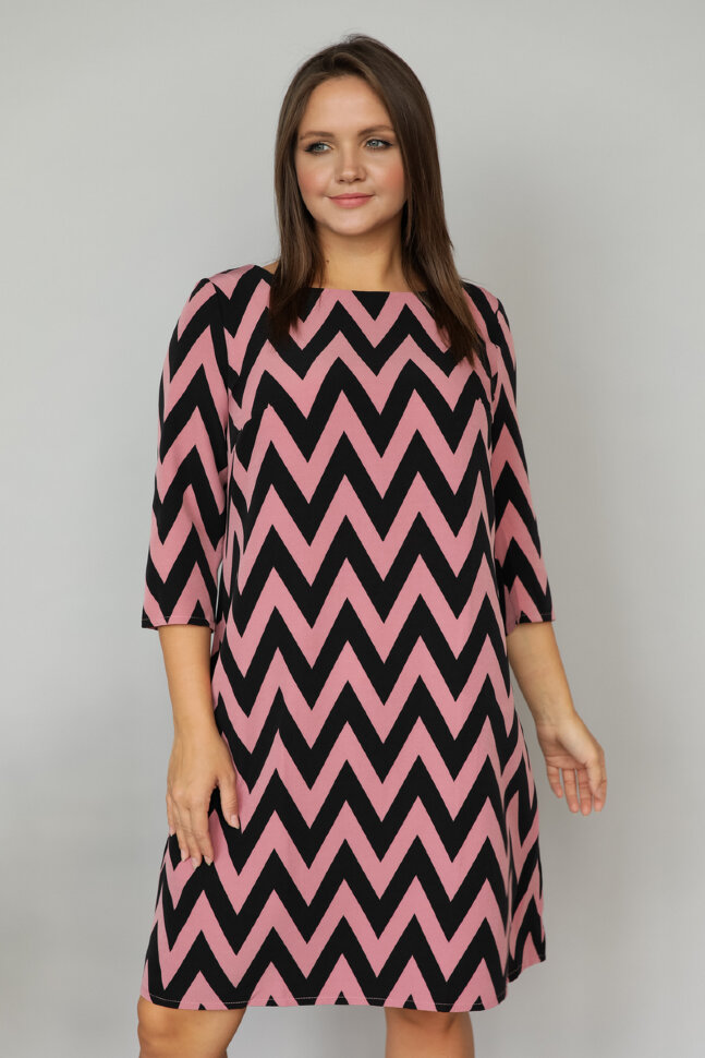 Платье 097/9 розовый/зигзаг