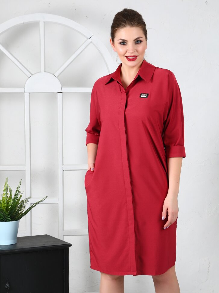 Платье 136, кораллово-красное