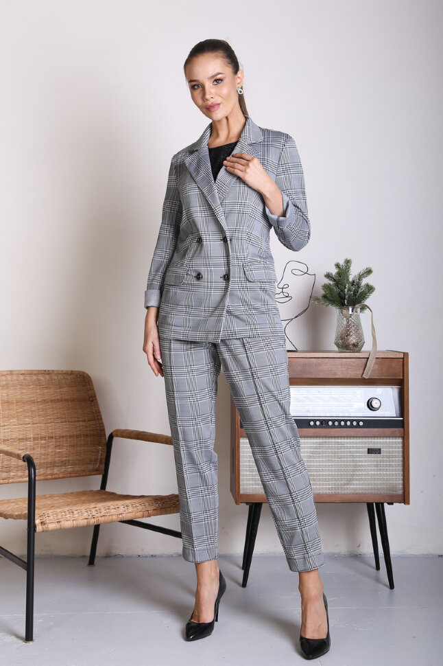 Костюм 2-190/3 черно-белый/клетка