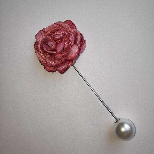 Булавка розовый цветок/жемчужина