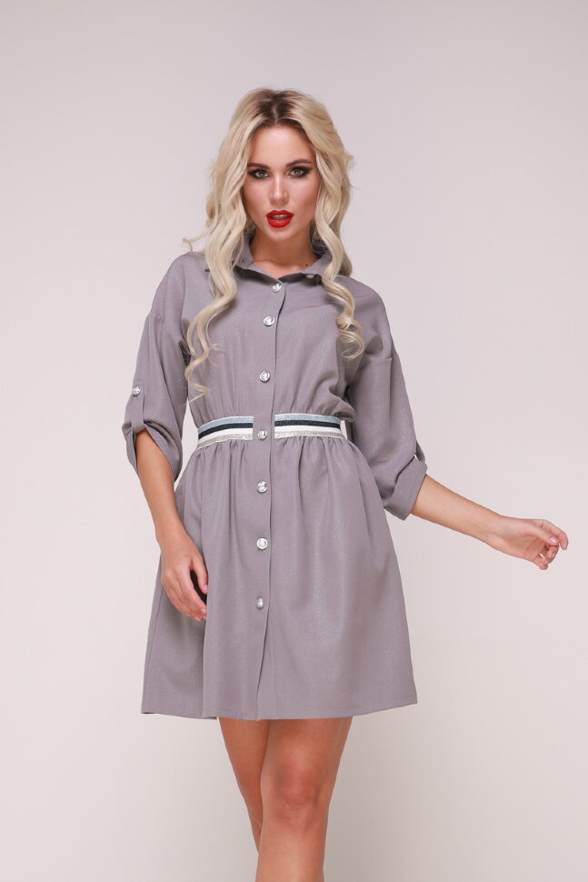 Платье 218/2 серый-серебро