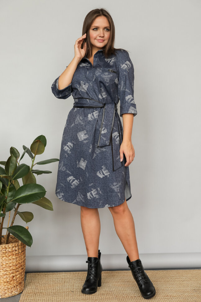 Платье 420/1, синий/принт