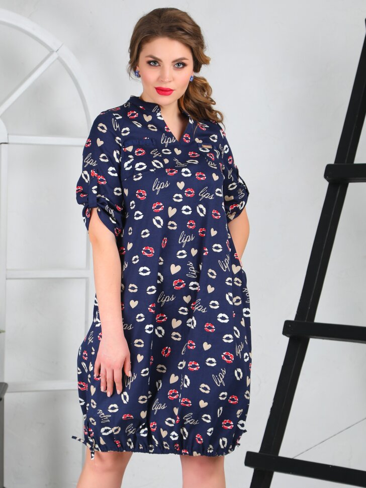 Платье 144, Синий/губы