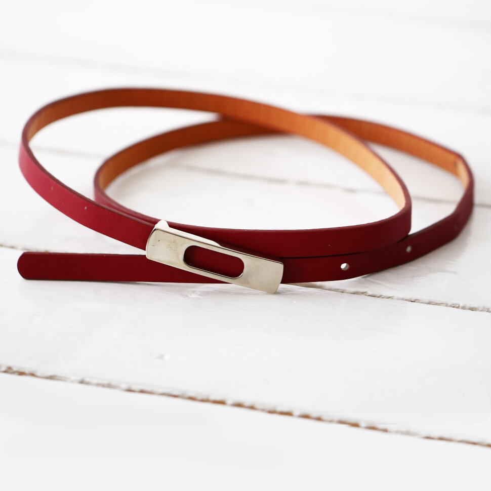 Ремень 002, бордовый/серебро