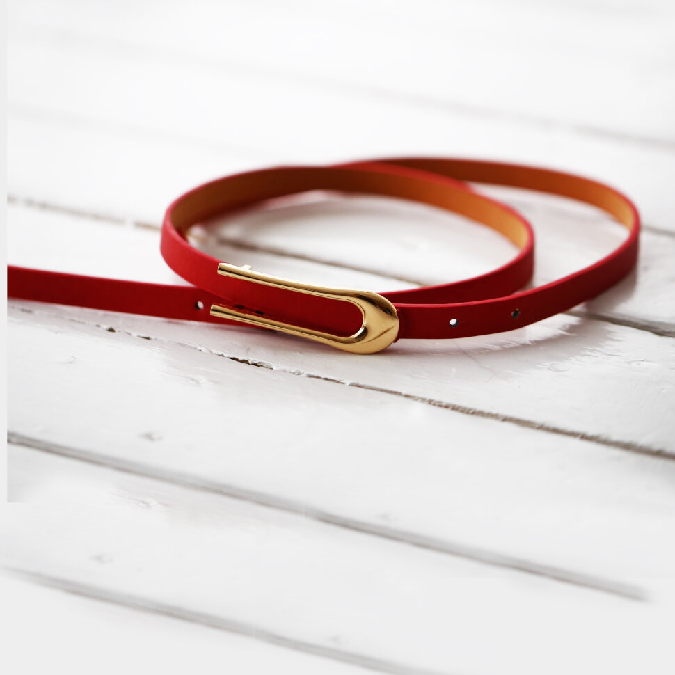 Ремень 003, красный/золото