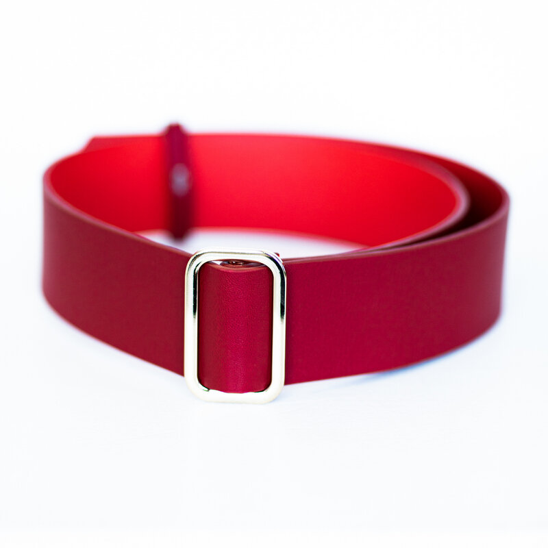 Ремень 007 красный/серебро широкий